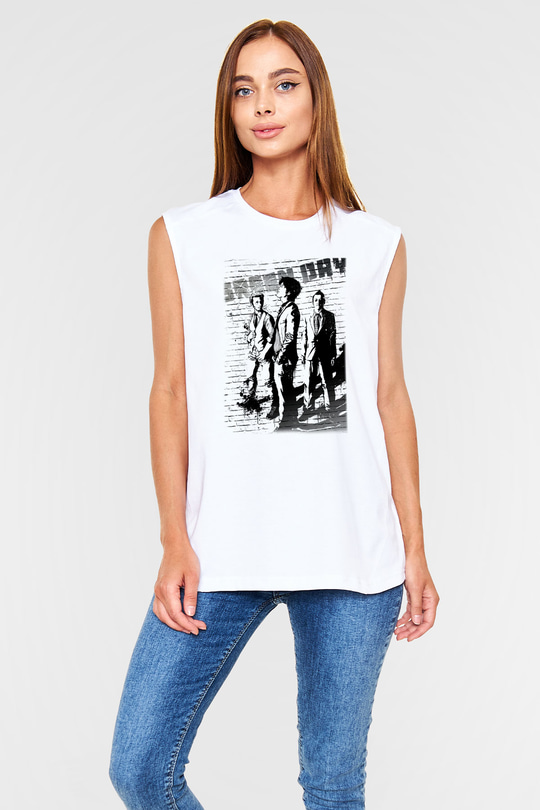 Green Day Beyaz Unisex Kolsuz Tişört