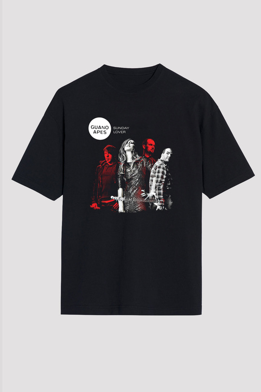 Guano Apes Baskılı Unisex Siyah Oversize Tişört
