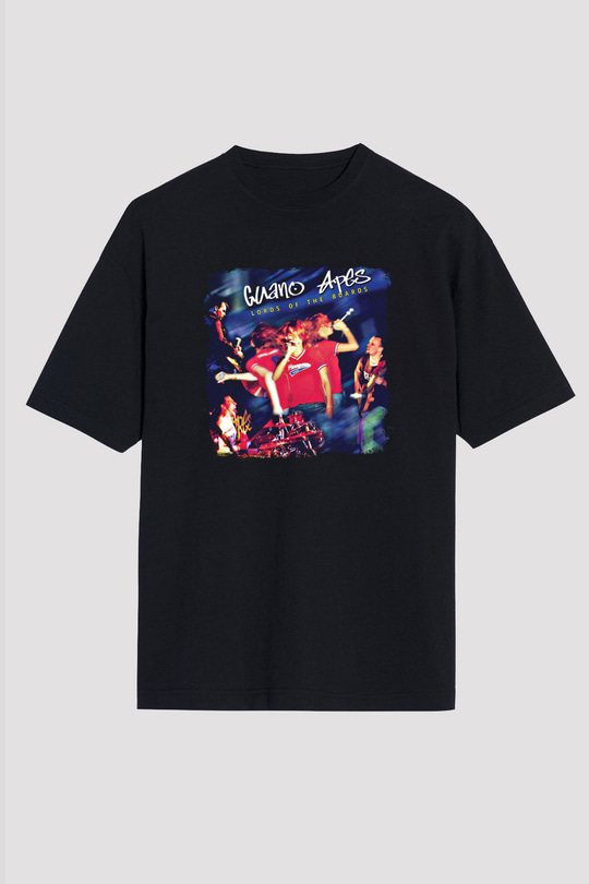 Guano Apes Baskılı Unisex Siyah Oversize Tişört