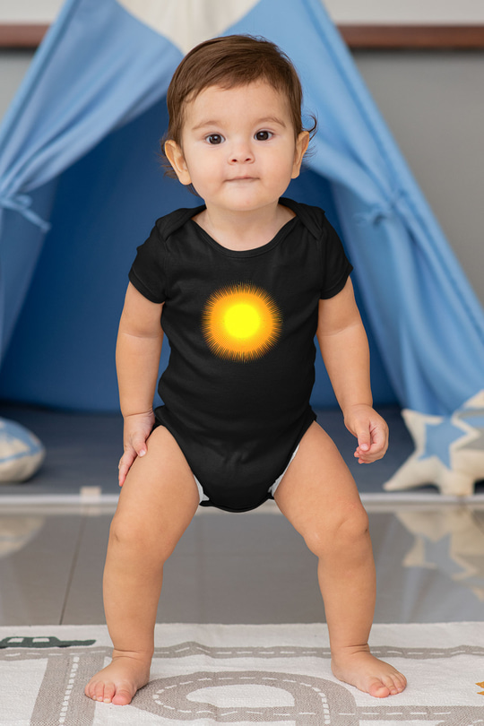 Güneş Baskılı Siyah Bebek Body - Zıbın