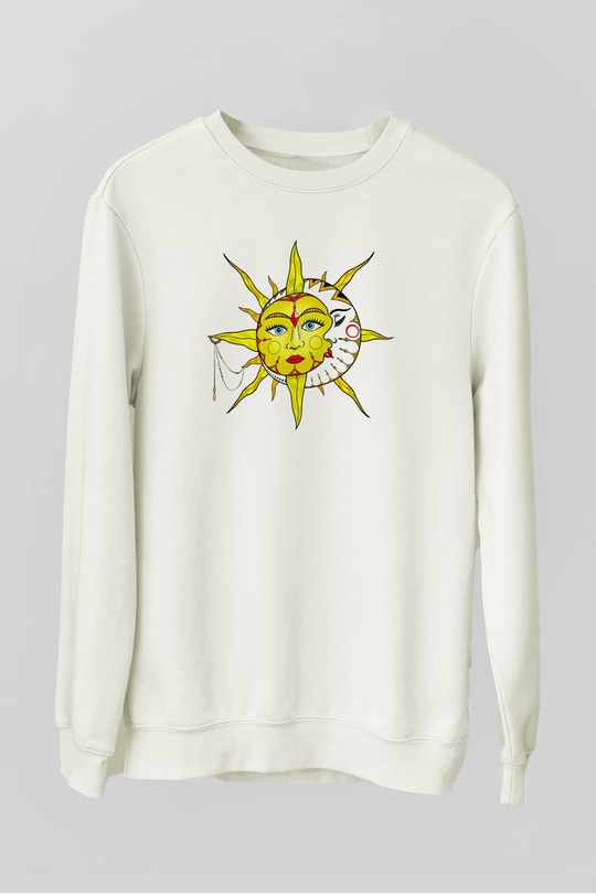 Güneş Beyaz Unisex Sweatshirt