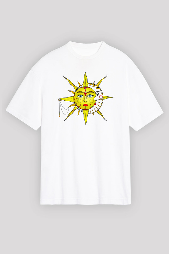 Güneş Beyaz Oversize Tişört Oversize T-shirt - TişörtFabrikası