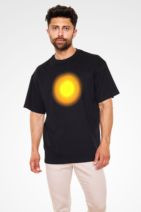 Güneş Siyah Unisex Oversize Tişört T-Shirt
