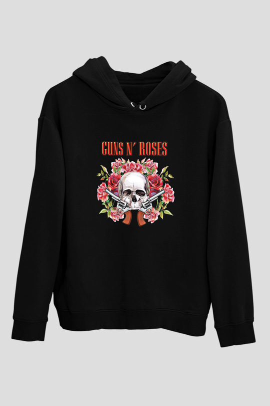 Guns N Roses Baskılı Unisex Siyah Hoodie