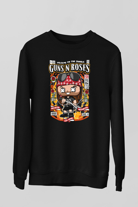 Guns N Roses Baskılı Unisex Siyah Sweatshirt