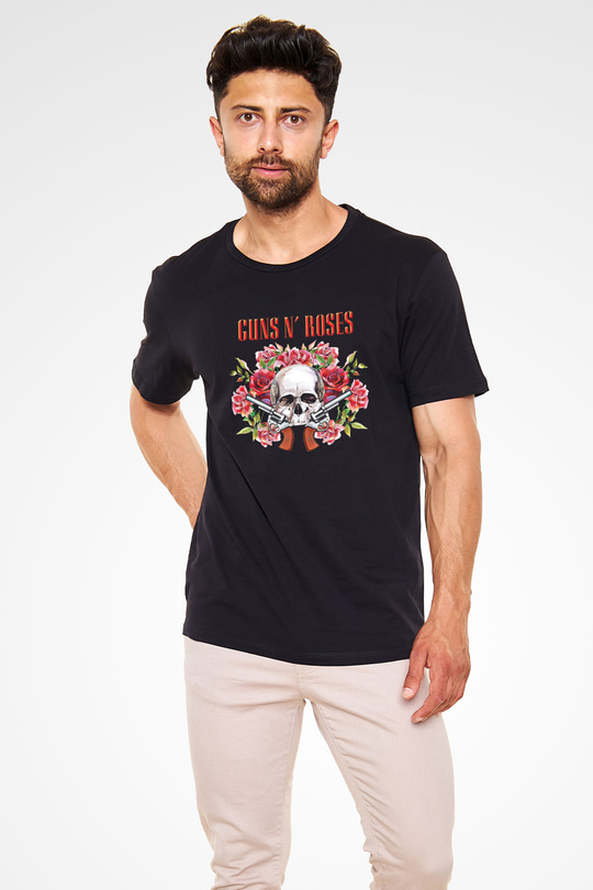 Guns N Roses Baskılı Unisex Siyah Tişört