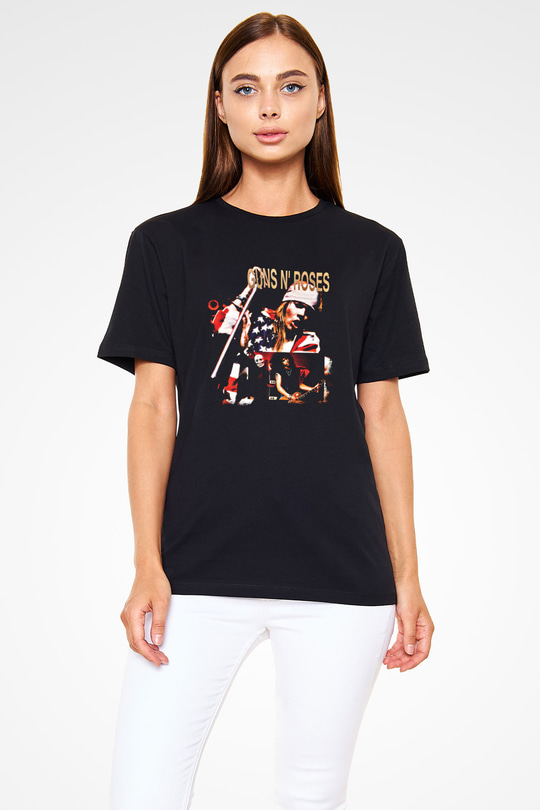 Guns N Roses Baskılı Unisex Siyah Tişört