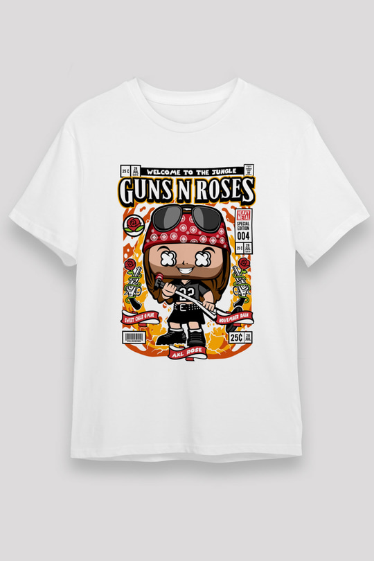 Guns N Roses Axl Rose Baskılı Unisex Beyaz Tişört