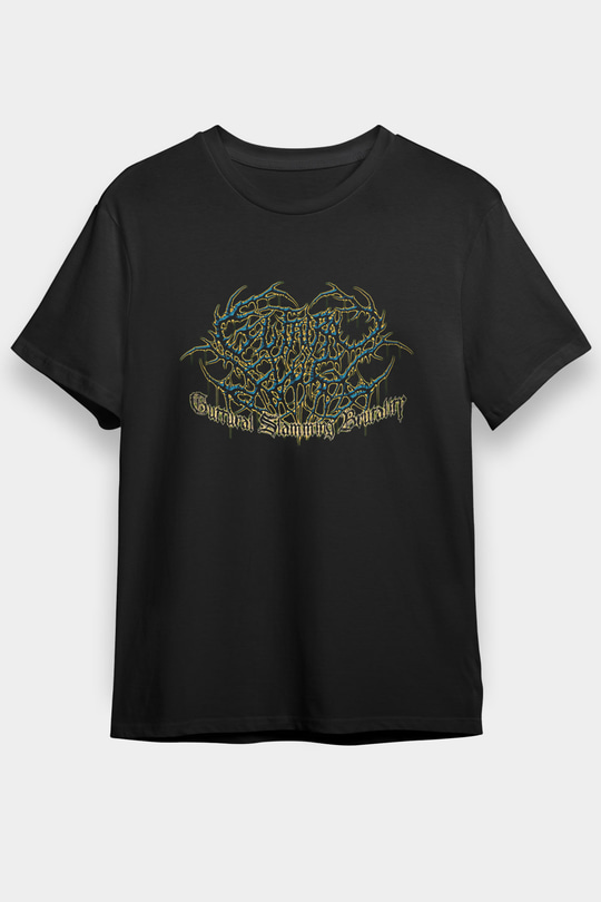 Guttural Slug Baskılı Unisex Siyah Tişört - Tshirt