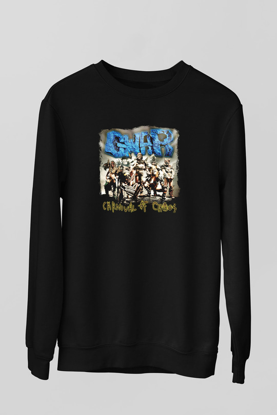Gwar Baskılı Unisex Siyah Sweatshirt