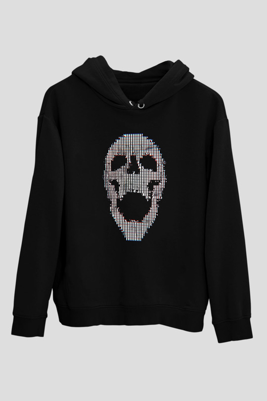 Hacker Baskılı Unisex Siyah Hoodie