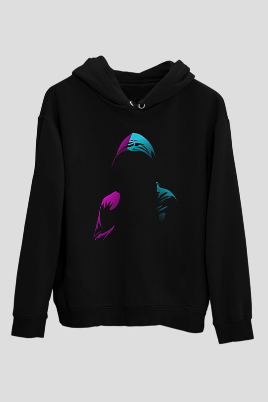 Hacker Baskılı Unisex Siyah Hoodie
