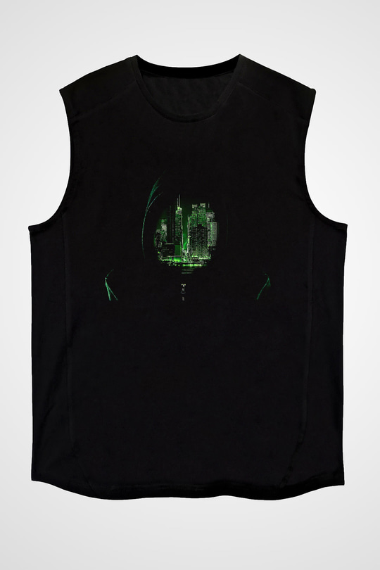 Hacker Baskılı Unisex Siyah Kolsuz Tişört - Tshirt