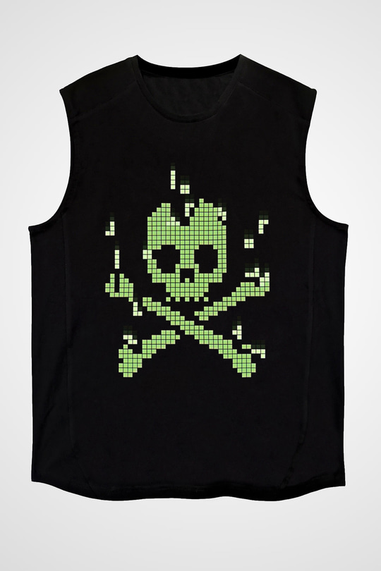 Hacker Baskılı Unisex Siyah Kolsuz Tişört - Tshirt