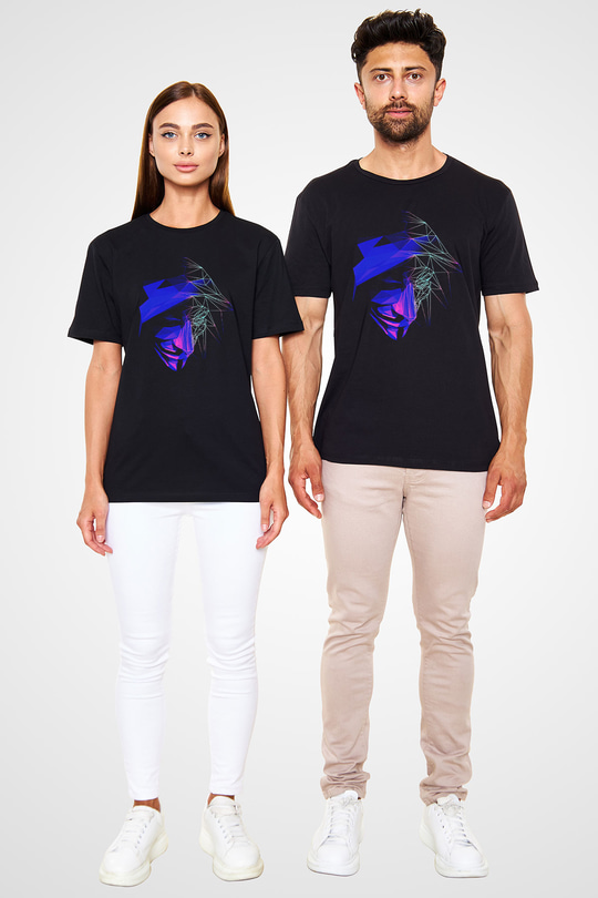 Hacker Baskılı Unisex Siyah Tişört - Tshirt