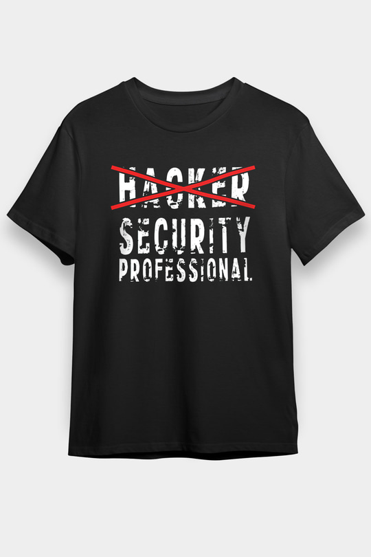 Hacker Baskılı Unisex Siyah Tişört - Tshirt