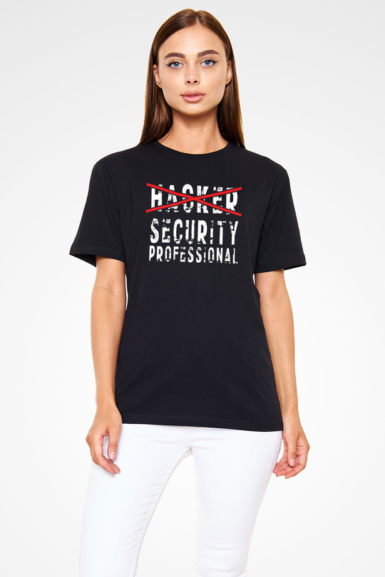 Hacker Baskılı Unisex Siyah Tişört - Tshirt
