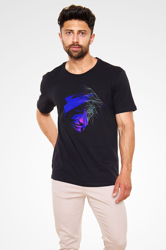 Hacker Baskılı Unisex Siyah Tişört - Tshirt
