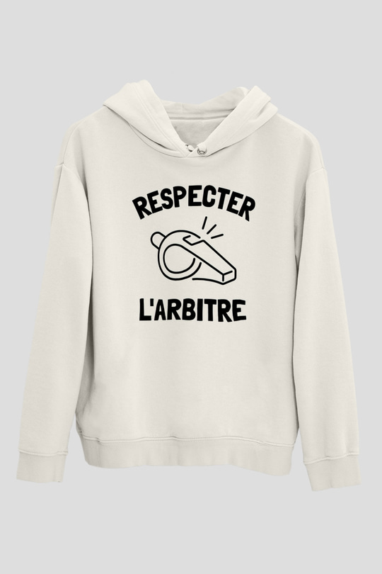 Hakem Beyaz Unisex Kapüşonlu Sweatshirt