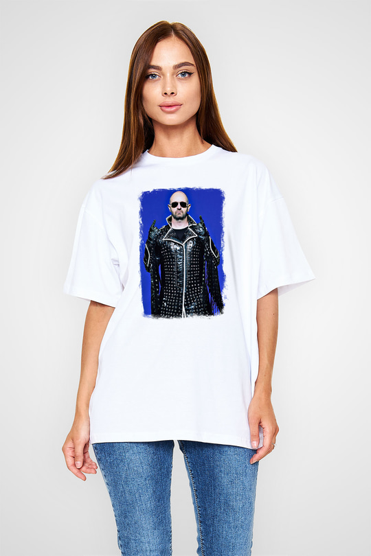 Halford Baskılı Unisex Beyaz Oversize Tişört