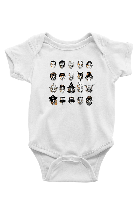 Halloween Baskılı Beyaz Unisex Bebek Body - Zıbın