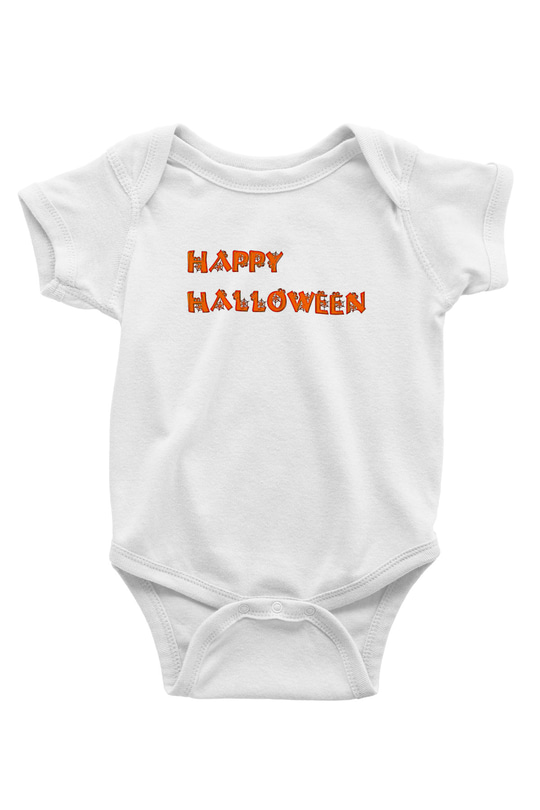 Halloween Baskılı Beyaz Unisex Bebek Body - Zıbın