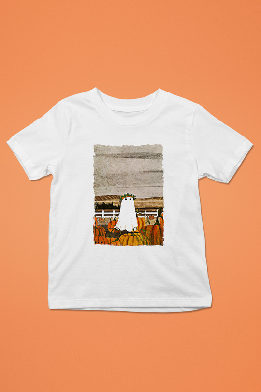 Halloween Baskılı Beyaz Unisex Beyaz Çocuk Tişört - Tshirt