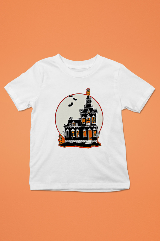 Halloween Baskılı Beyaz Unisex Beyaz Çocuk Tişört - Tshirt