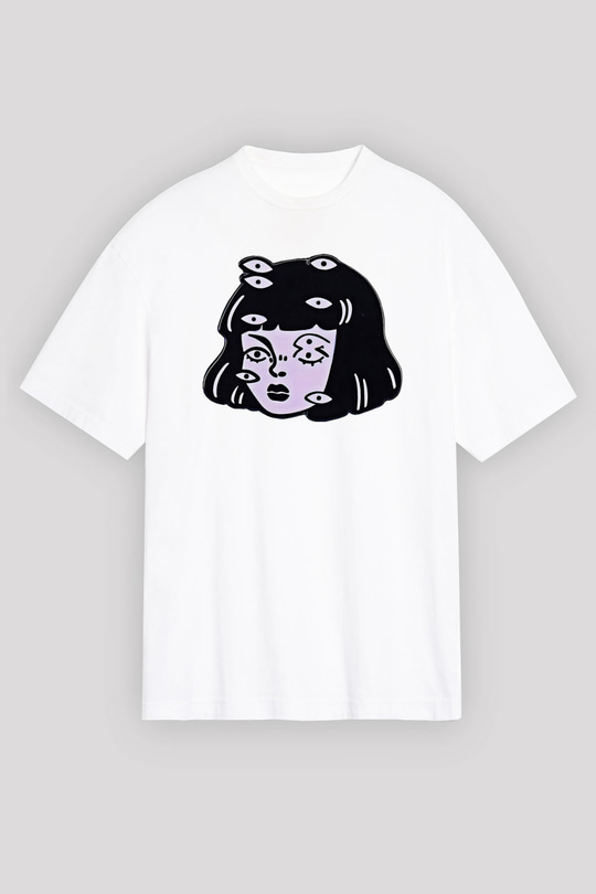 Halloween Baskılı Beyaz Unisex Oversize Tişört - Tshirt