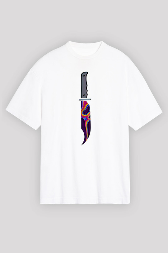 Halloween Baskılı Beyaz Unisex Oversize Tişört - Tshirt