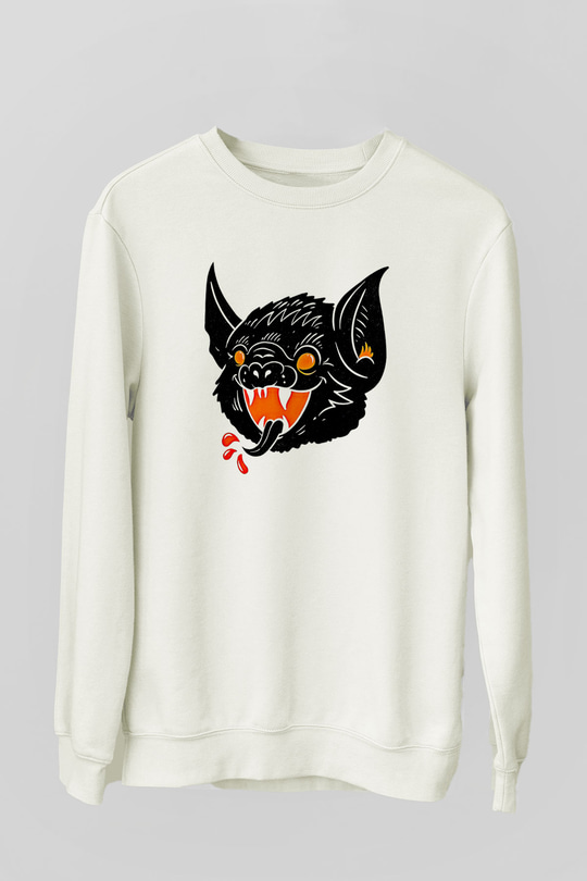 Halloween Baskılı Beyaz Unisex Sweatshirt