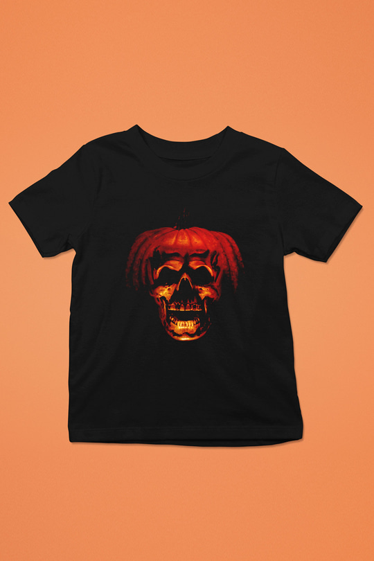 Halloween Baskılı Siyah Unisex Çocuk Tişört