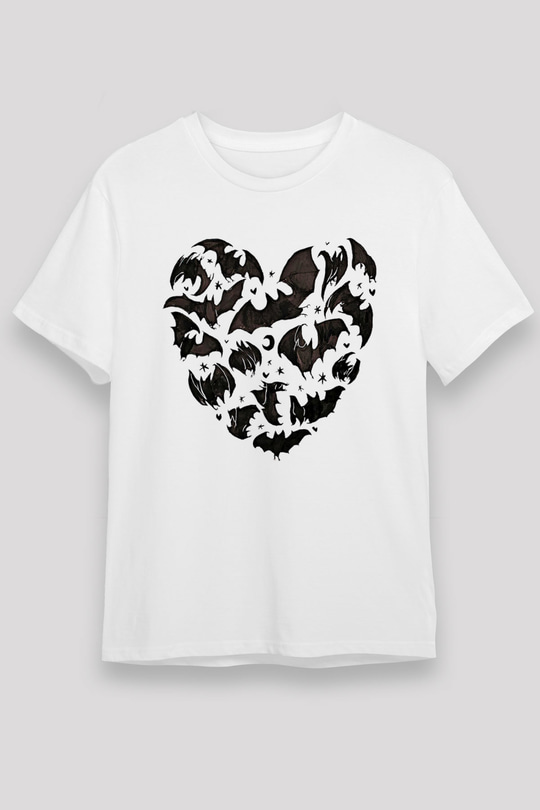 Halloween Baskılı Unisex Beyaz Tişört - Tshirt