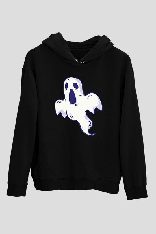 Halloween Baskılı Unisex Siyah Hoodie