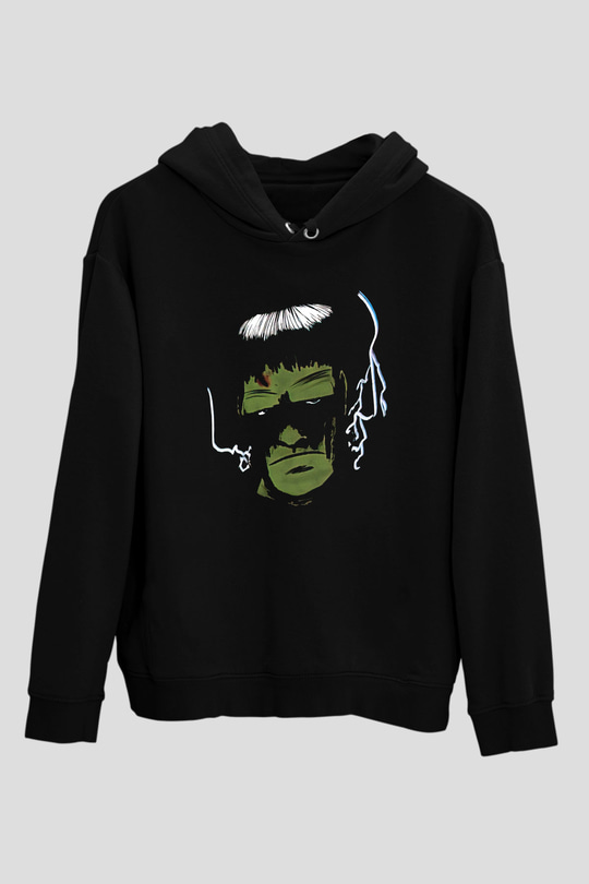 Halloween Baskılı Unisex Siyah Hoodie