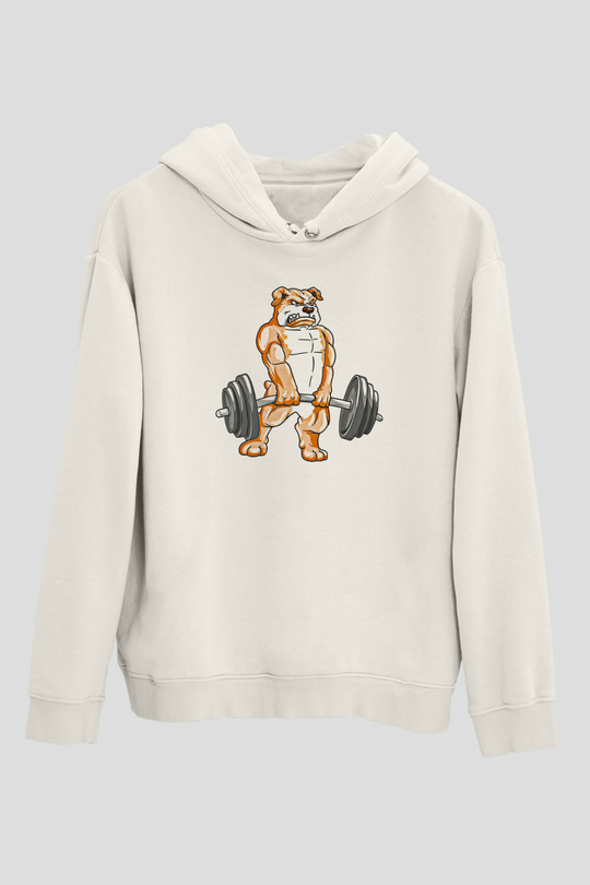 Halter Baskılı Unisex Ekru Hoodie