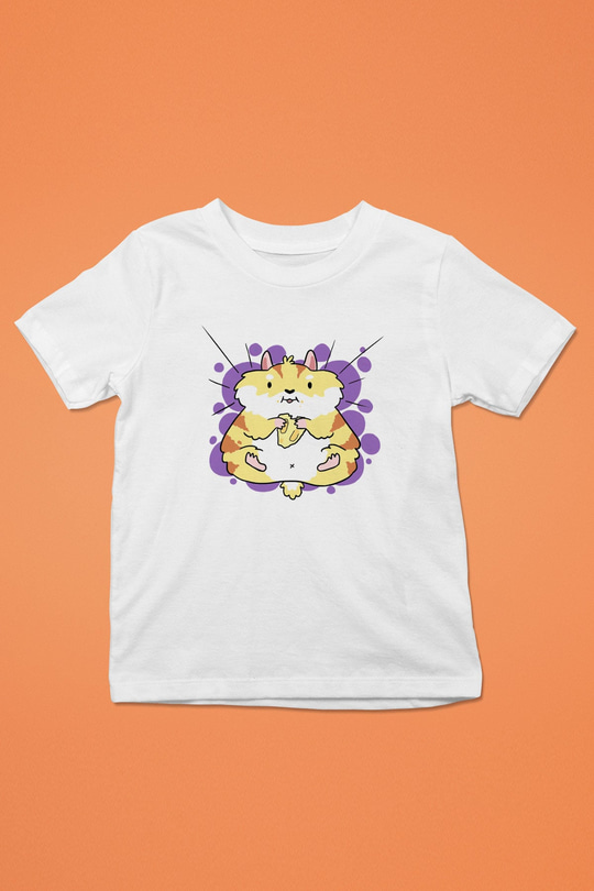 Hamster Baskılı Beyaz Unisex Çocuk Tişört