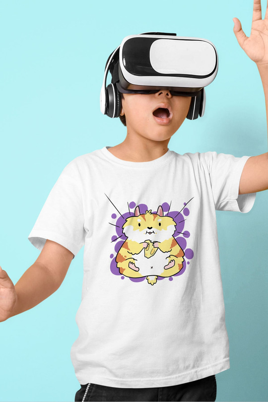 Hamster Baskılı Beyaz Unisex Çocuk Tişört