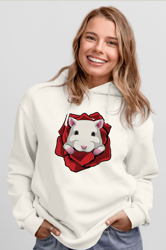 Hamster Beyaz Unisex Hoodie