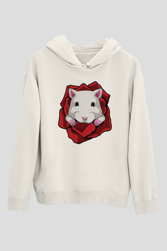 Hamster Beyaz Unisex Hoodie