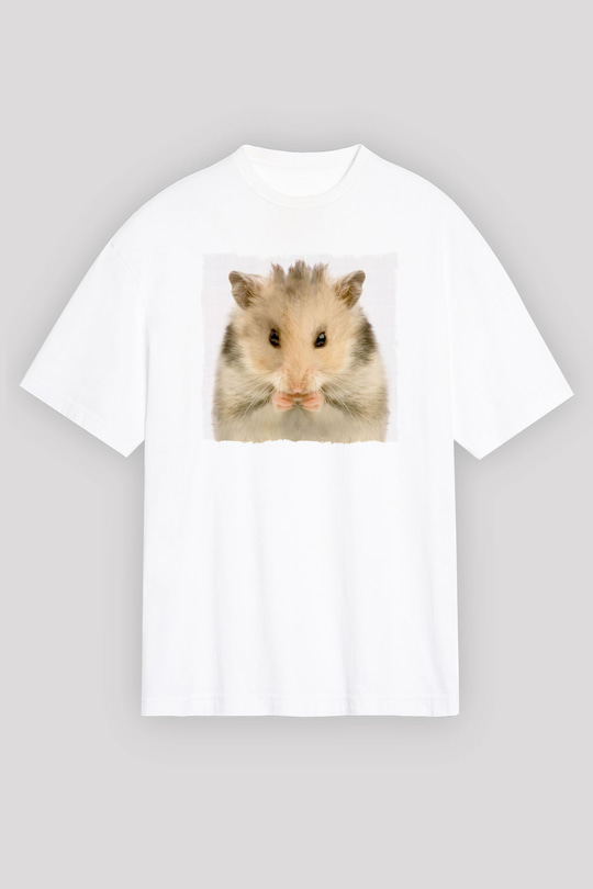 Hamster Beyaz Oversize Tişört Oversize T-shirt - TişörtFabrikası