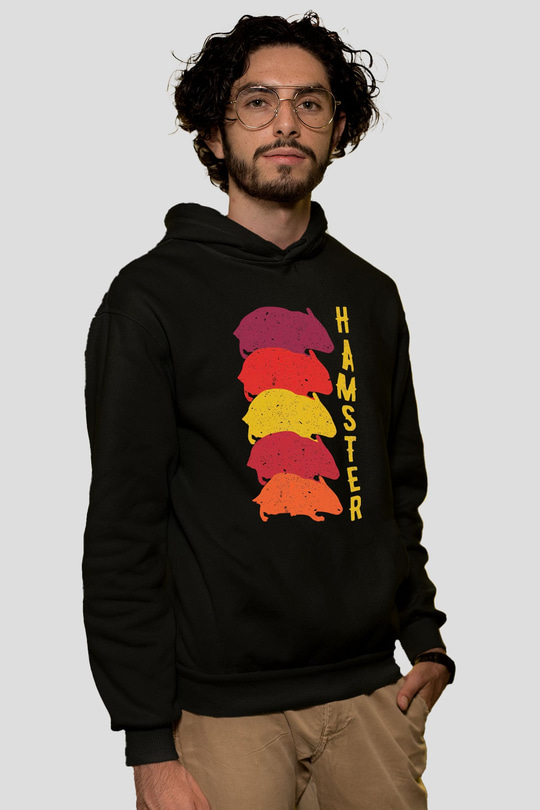 Hamster Siyah Unisex Hoodie