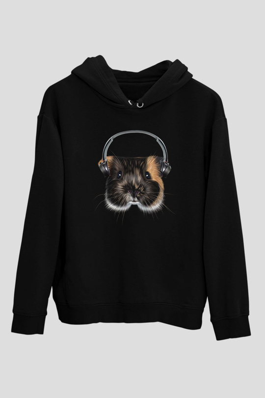Hamster Siyah Unisex Hoodie