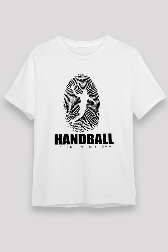 Handball Baskılı Unisex Beyaz Tişört - Tshirt