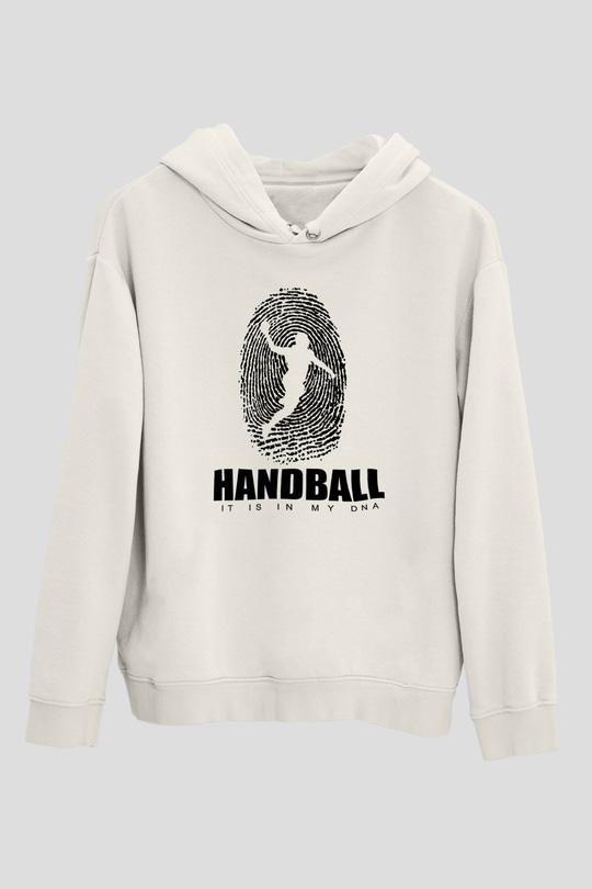 Handball Baskılı Unisex Ekru Hoodie
