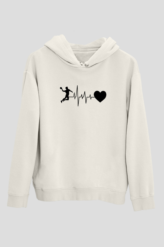 Handball Baskılı Unisex Ekru Hoodie