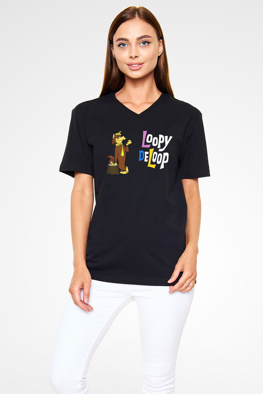 Hanna-Barbera Siyah Unisex  V Yaka Tişört