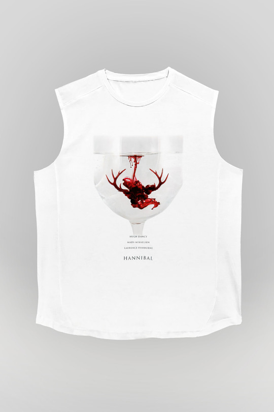 Hannibal Beyaz Unisex Kolsuz Tişört