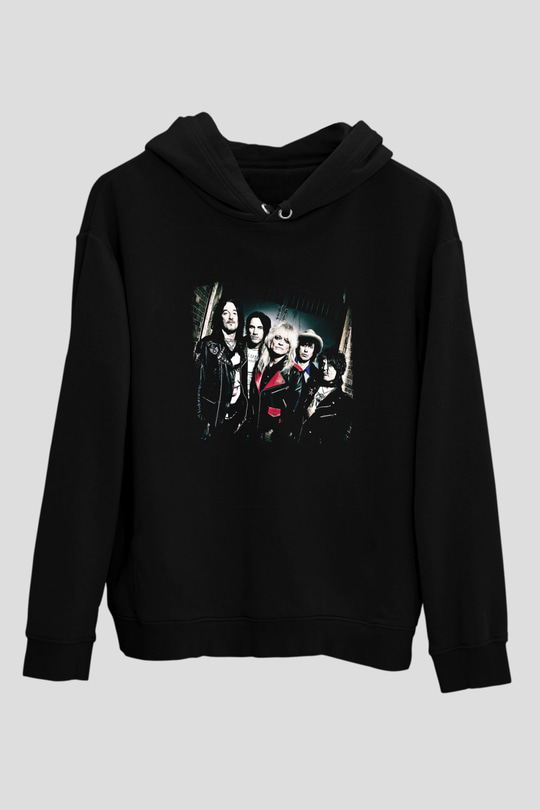 Hanoi Rocks Baskılı Unisex Siyah Hoodie