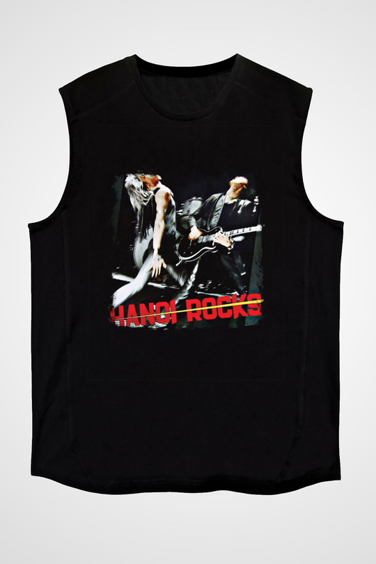 Hanoi Rocks Baskılı Unisex Siyah Kolsuz Tişört
